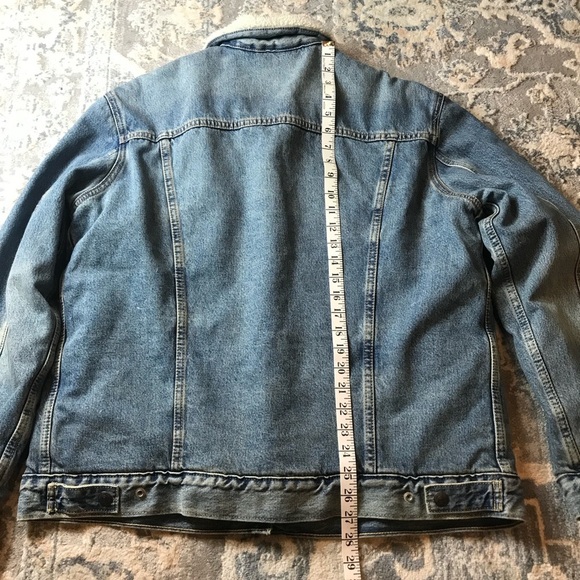Levi's Blue Shearling Denim Jacket Large - Picture 5 of 7